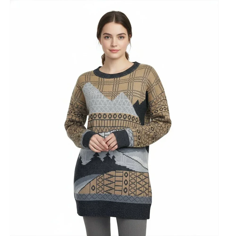 Woolrich Women’s Sweater Escape Crew Pullover Lambswool Tunic Long Sleeve - Picture 2 of 5